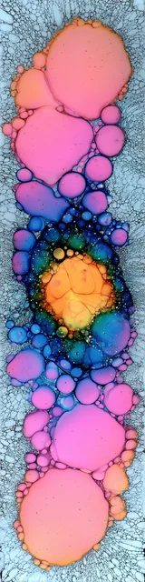 Free abstract bookmark featuring pink blobs with blue